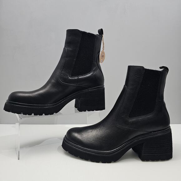 NEW Sofft Jordie Ankle Boot Women 10 Black Leather Waterproof Chelsea Block Heel - Picture 2 of 14